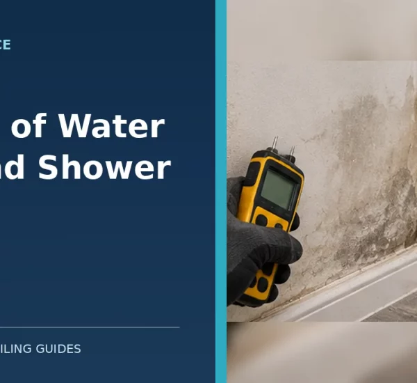 Moisture meter checking signs of damp beside a tiled shower tray